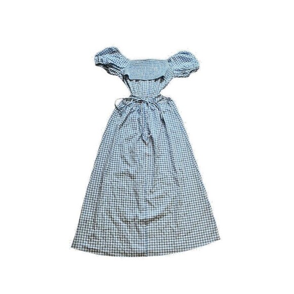 Lush Blue White Cut Out Gingham Dress Size Small - Dorothy - Off The Shoulder - Picture 2 of 8